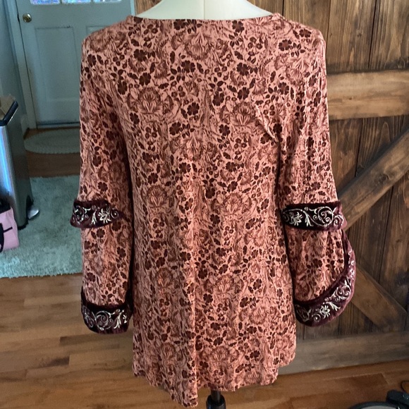 Soft Surroundings Tuscany Tunic Exaggerated Overlapping Velvet Trim Sleeve Size - Picture 3 of 5